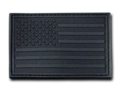 Rapdom Tactical USA Flag Rubber Patch, Black, 3 x 2-Inch