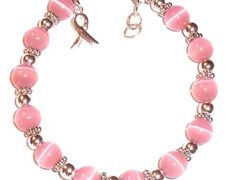 Prepackaged (7 3/4 in.) BREAST Cancer Awareness Bracelet, 8mm