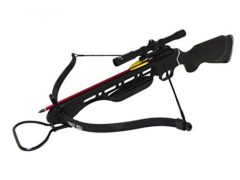150lbs Black Hunting Crossbow with Scope, 8 x Arrows and Rope Cocking Device