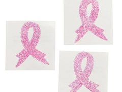 48 PINK RIBBON Glitter BODY TATTOO Stickers/4 DOZEN/Breast Cancer