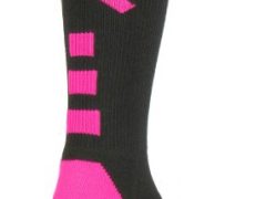 Baseline Awareness Athletic Crew Socks (Black/Neon Pink, Large)