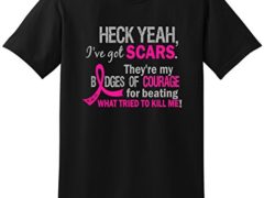 Scars Breast Cancer T-Shirt - Unisex Black w/Hot Pink [L]