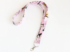 Pink Camo Lanyard - Camouflage Fabric Lanyard - Made to lay flat - key