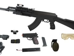 UKARMS AK47 Airsoft Electric Rifle AEG Full Auto TACTICAL BLACK Laser and Light,Type: Auto Electric Gun (AEG)