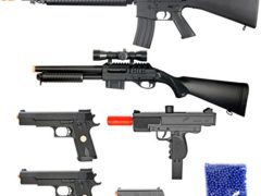 BBTac Airsoft Package - Lot of 5 Airsoft Guns Sniper Rifle Shotgun Machine Pistols & 1,000 6mm Bbs