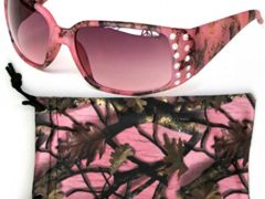VertX Women's Pink Camouflage Sunglasses Rhinestone Camo/ w Free Microfiber Cleaning Pouch-Pink Lens