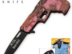 AO Pink Camo MEAN BITCH Pistol Handle Knife PA0211BWCM8