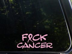 F*ck Cancer! - pink window cancer vinyl decal / sticker