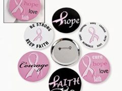Lot of 24 Breast Cancer Pink Ribbon Metal Buttons Pins