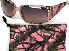 VertX Women's Pink Camouflage Sunglasses Rhinestone Camo/ w Free Microfiber Cleaning Pouch-Smokey Pink Lens