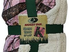 Mossy Oak Camouflage Sherpa Throw Blanket Pink Cozy Warm CAMO 50X60