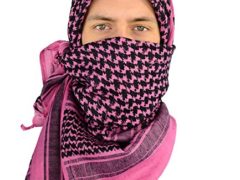 Mato & Hash Military Shemagh Tactical 100% Cotton Scarf Head Wrap - Pink/Black