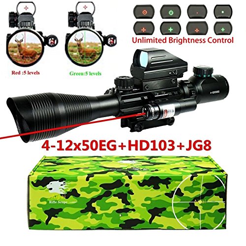 AIPAI Combo Ar15 Scope 412x50EG Dual illuminated Rifle Scope Optics