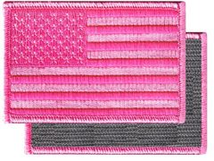 American Flag Embroidered Tactical Patch All Pink w/ VELCRO® Brand Fastener