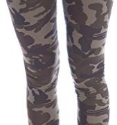 Zenana Women's Cotton Spandex Jersey Camouflage Leggings Medium Olive