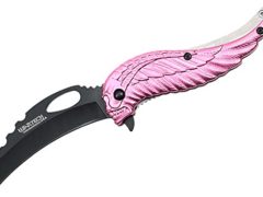 Wartech YC-S-8376-PK 8" Assisted Open Folding Tactical Pocket Knife with Pink Skull Angel Design Handle