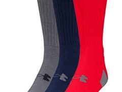 Under Armour Men's UA HeatGear Crew Socks 3-Pack Medium Red