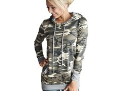 XILALU Womens Camouflage Printing Pocket Hoodie Sweatshirt Pullover