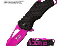 MTech USA MT-A882PK Spring Assist Folding Knife, Pink Blade, Black Handle, 3-Inch Closed