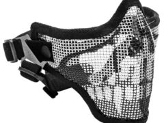 Tactical Crusader 2G Airsoft Strike Steel Half Mask, Black/Skull