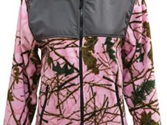 Trail Crest Womens Fleece Wind Jacket, XL, Pink Camo & Gray
