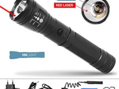 Tactical Rechargeable Flashlight with Laser for Weapons. Gun Sight Laser.