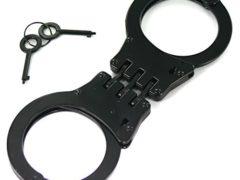 Ace Martial Arts Black Hinged Heavy Duty Handcuffs & Keys Good Quality