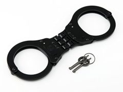 VIPERTEK Heavy Duty Hinged Double Lock Steel Police Edition Professional Grade Handcuffs (Black)