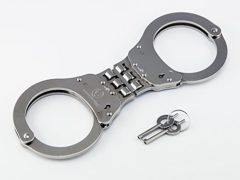 VIPERTEK Heavy Duty Hinged Double Lock Steel Police Edition Professional Grade Handcuffs (Silver)