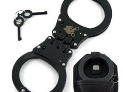 Ace Martial Arts Supply Hinged Heavy Duty Handcuffs and Keys, Black