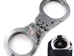 Professional Heavy Duty Silver Hinged Police Style Handcuffs Double Lock