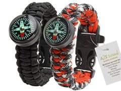 A2S Paracord Bracelet Survival Gear Kit Colorful Everest Series with built-in New Type Compass, Fire Starter,