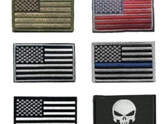 HeeBin 6 Pieces Patch Set - Multi-colored USA Flag Velcro Patches ,Black Punisher Tactical Patch