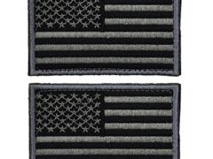 2 pieces Tactical USA Flag Patch -Black & Gray- Velcro American Flag US