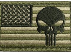 Tactical USA Flag with Punisher Patch 2"x3" Backing - Multitan - By Ranger Return (RR-TACT-USAF-APUN-MULT)