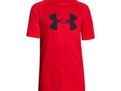 Under Armour Boys' Tech Big Logo Short Sleeve T-Shirt, Risk Red/Black, Youth X-Large