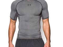 Under Armour Men's HeatGear Armour Short Sleeve Compression Shirt, Carbon Heather/Black, Large