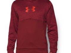 Under Armour Men's Storm Icon Logo Twist Hoodie, Cardinal/Bolt Orange, Large