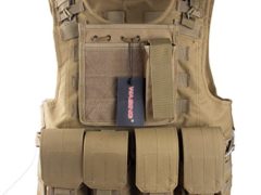 WASING 800D Tactical Vest 4 front pocket Tactical SWAT Vest for Police Holster WS-TV-color (Tan)